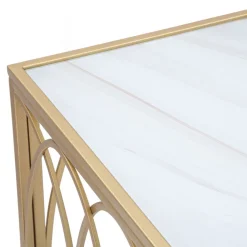 Viadurini Living Konsolentisch Flur-Feste goldene Eisen-Eingangskonsole mit Glasplatte - Primula