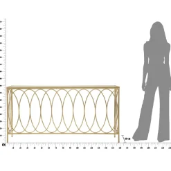 Viadurini Living Konsolentisch Flur-Feste goldene Eisen-Eingangskonsole mit Glasplatte - Primula