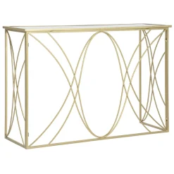 Viadurini Living Konsolentisch Flur-Feste goldene Eisen-Eingangskonsole mit Spiegelplatte - Emilia