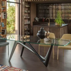 Viadurini Living Esstische-Fester Esstisch aus Glas und starrem Polyurethan, hergestellt in Italien – Lavendel