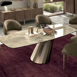 Viadurini Living Esstische-Fester rechteckiger Tisch aus Stahl und Keramik, hergestellt in Italien – Hose