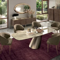 Viadurini Living Esstische-Fester rechteckiger Tisch aus Stahl und Keramik, hergestellt in Italien – Hose