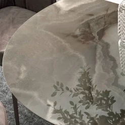 Viadurini Living Runde Tische-Fester runder Tisch aus Keramik und Stahl, hergestellt in Italien – Schere