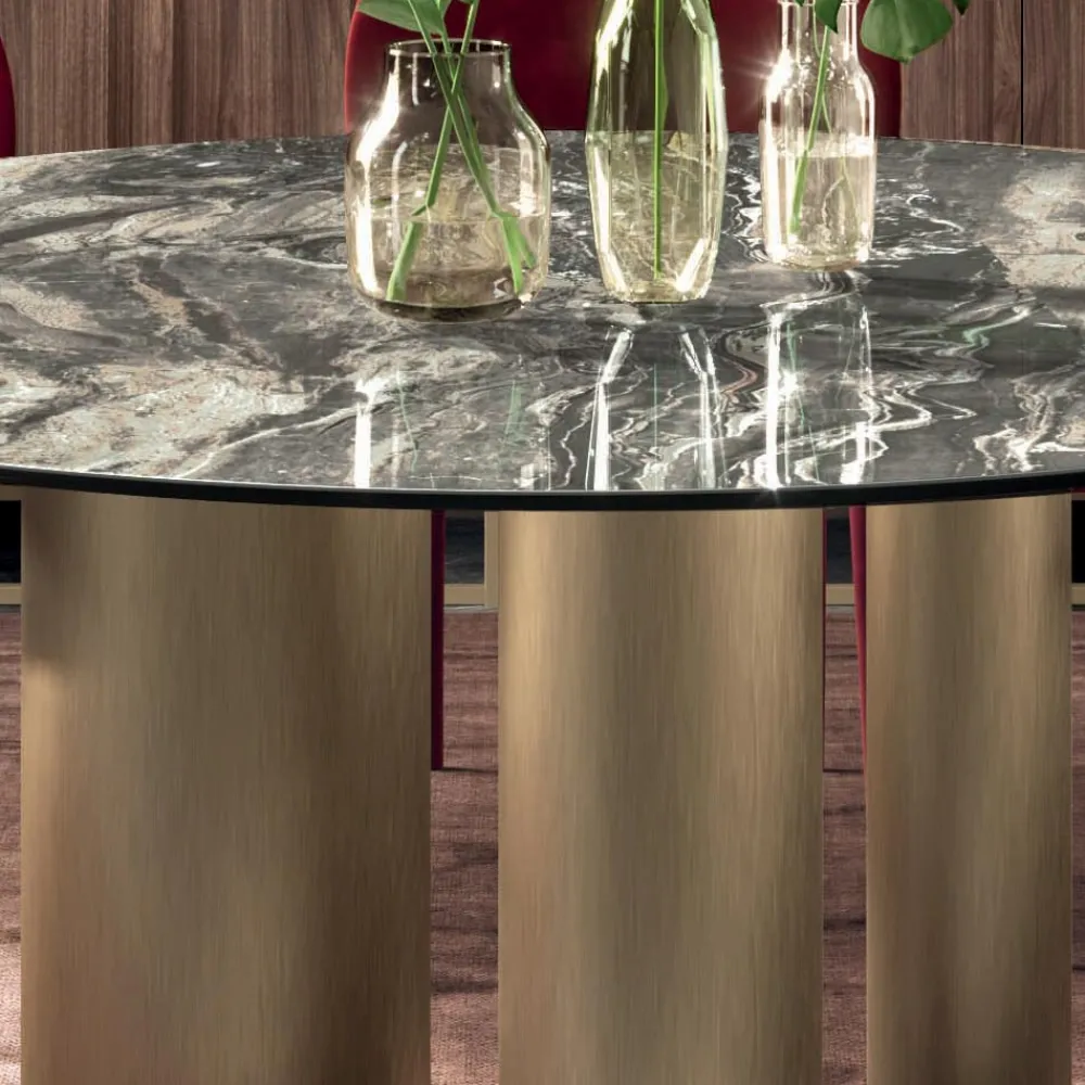 Viadurini Living Runde Tische-Fester runder Tisch mit Keramikplatte, hergestellt in Italien – Schere