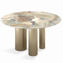 Viadurini Living Runde Tische-Fester runder Tisch mit Keramikplatte, hergestellt in Italien – Schere