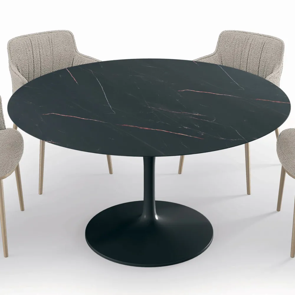 Viadurini Living Runde Tische-Fester runder Wohnzimmertisch aus Laminat und Aluminium, hergestellt in Italien – Dollars