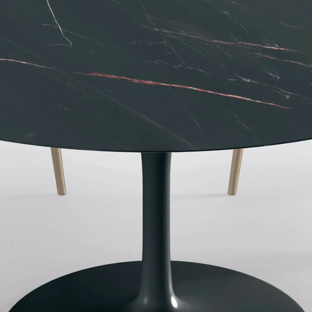 Viadurini Living Runde Tische-Fester runder Wohnzimmertisch aus Laminat und Aluminium, hergestellt in Italien – Dollars