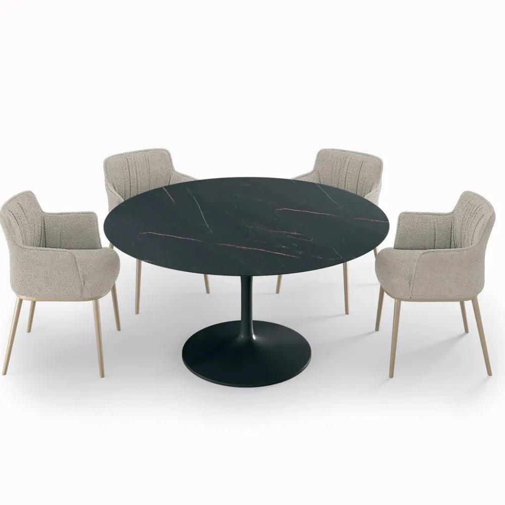 Viadurini Living Runde Tische-Fester runder Wohnzimmertisch aus Laminat und Aluminium, hergestellt in Italien – Dollars