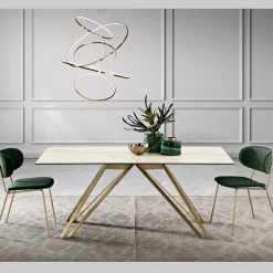 Viadurini Living Esstische-Fester Tisch aus Calacatta Oro Glaskeramik und Metall Made in Italy - Meluso