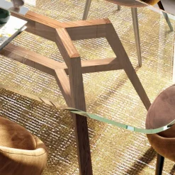 Viadurini Living Esstische-Fester Tisch aus extraklarem Glas und Esche, hergestellt in Italien – Norden