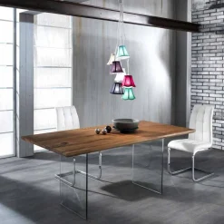Viadurini Living Esstische-Fester Tisch aus Massivholz mit Tito Hartglasbeinen