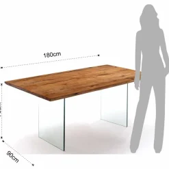 Viadurini Living Esstische-Fester Tisch aus Massivholz mit Tito Hartglasbeinen