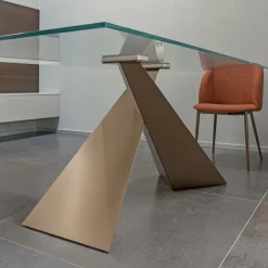 Viadurini Living Esstische-Fester Tisch aus Metall und transparenter Platte aus gehärtetem Glas - Talvoro