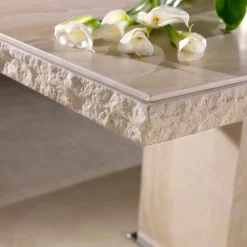 Viadurini Living Esstische Nach Mass|Esstische-Fester Tisch aus Travertinstein mit Borte aus Stein Narciso