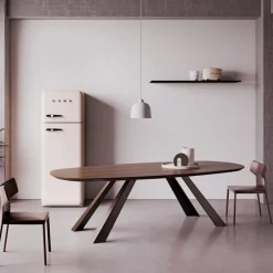 Viadurini Living Esstische Nach Mass|Esstische-Fester Tisch mit elliptischer Platte und abgeschrägter Kante, hergestellt in Italien – Tirian