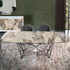 Viadurini Living Esstische-Fester Tisch mit fassförmiger Keramikplatte und Stahlgestell, hergestellt in Italien – Ezzellino