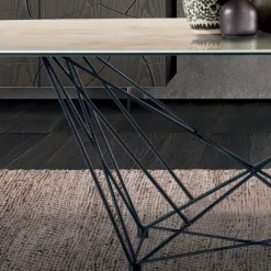 Viadurini Living Esstische-Fester Tisch mit fassförmiger Keramikplatte und Stahlgestell, hergestellt in Italien – Ezzellino