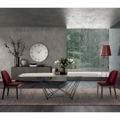 Viadurini Living Esstische-Fester Tisch mit fassförmiger Keramikplatte und Stahlgestell, hergestellt in Italien – Ezzellino