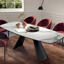 Viadurini Living Esstische-Fester Tisch mit schwarzem Stahlgestell und Laminatplatte, hergestellt in Italien – Gläser