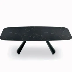 Viadurini Living Esstische-Fester Tisch mit schwarzem Stahlgestell und Laminatplatte, hergestellt in Italien – Gläser