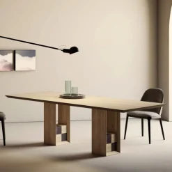 Viadurini Living Esstische Nach Mass|Esstische-Fester Tisch mit Sockel mit dekorativen Quadraten, hergestellt in Italien – Maugrim