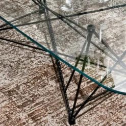 Viadurini Living Esstische-Fester Tisch mit tonnenförmiger Glasplatte und Stahlgestell, hergestellt in Italien – Ezzellino