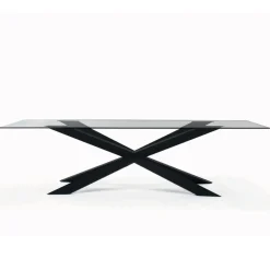 Viadurini Living Esstische-Fester Tisch mit umgekehrter Kante aus extraklarem Glas und Stahl, hergestellt in Italien – Grotta