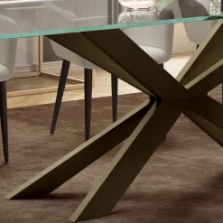 Viadurini Living Esstische-Fester Tisch mit umgekehrter Kante aus extraklarem Glas und Stahl, hergestellt in Italien – Grotta