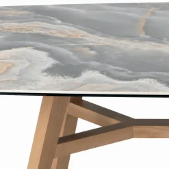 Viadurini Living Esstische-Fester tonnenförmiger Tisch aus Keramik und Eschenholz, hergestellt in Italien – Norden