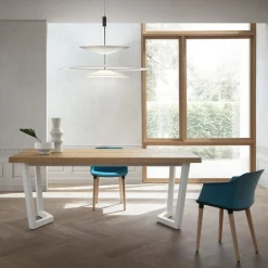 Viadurini Living Esstische-Feststehender Küchentisch aus Metall und Holzplatte Made in Italy - Bastiano