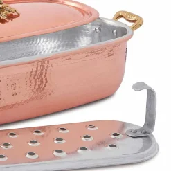 Viadurini Kitchen Kochgeschirr-Fischtopf aus italienischem handgemachtem verzinntem Kupfer mit Deckel 44 cm - Mariapia