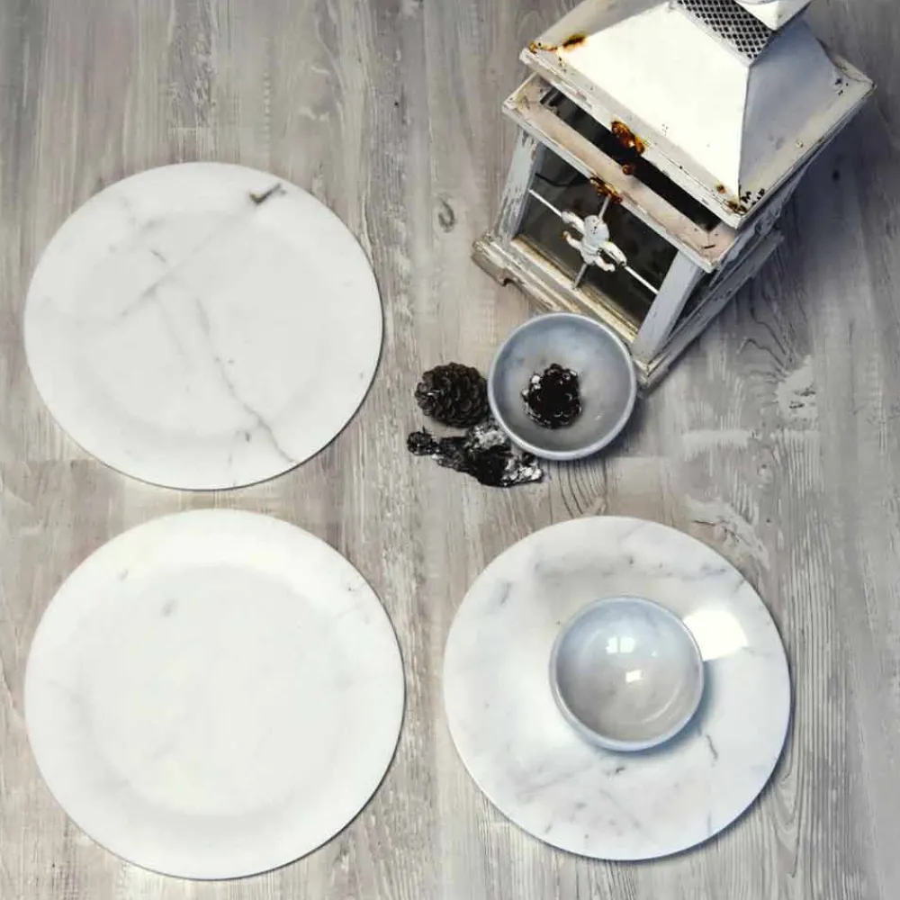 Viadurini Kitchen Küchenzubehör-Flache Platte in glänzend weißem Statuenmarmor von Made in Italy Design - Brandy