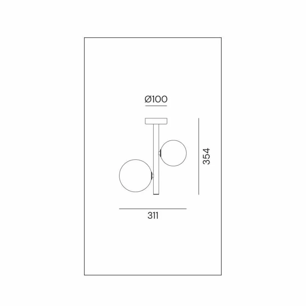 Il Fanale Design Deckenleuchten-2-flammige Deckenlampe aus Glas und natürlichem Messing Made in Italy - Molecola von