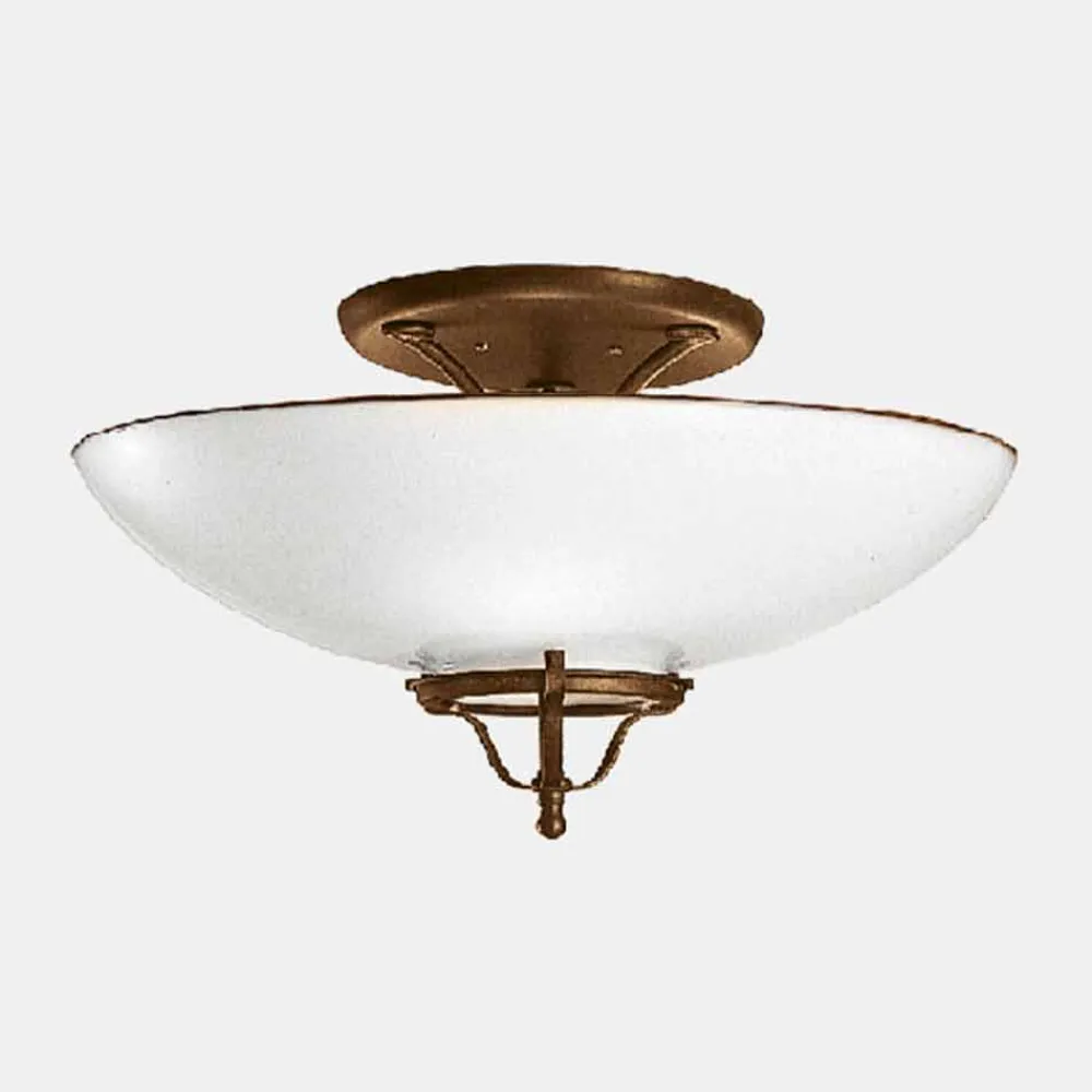 Il Fanale Vintage Deckenleuchten-3-flammige Deckenlampe aus Messing und Muranoglas Semisfera - Country von