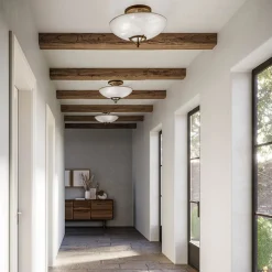 Il Fanale Vintage Deckenleuchten-3-flammige Deckenlampe aus Messing und Muranoglas Semisfera - Country von