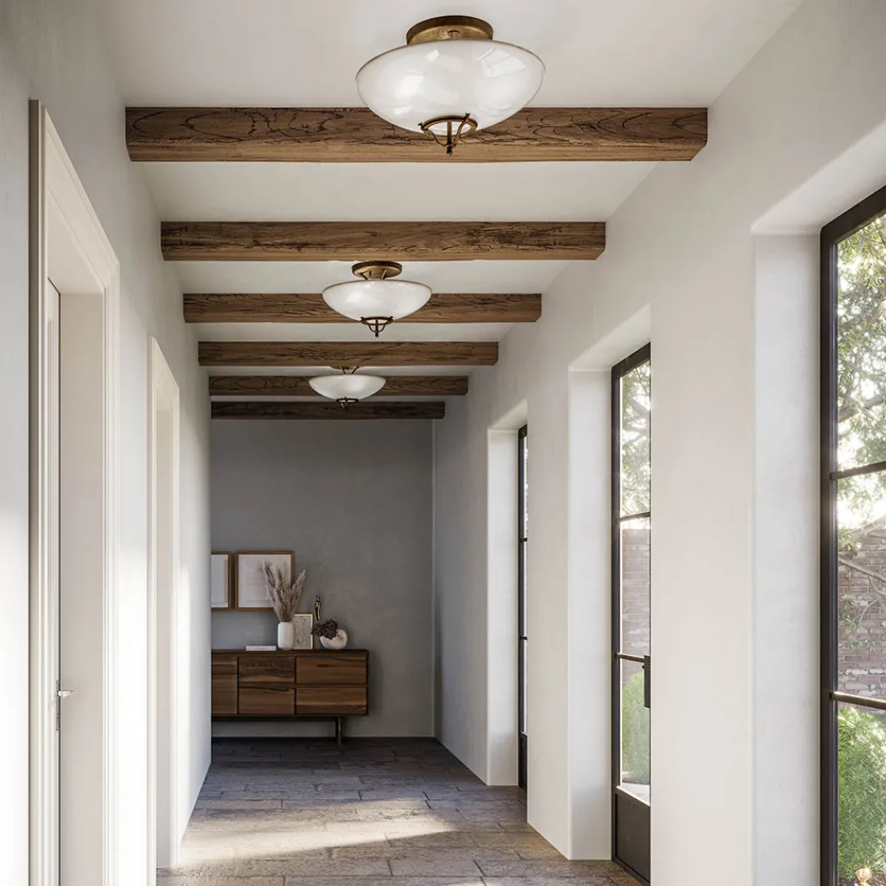 Il Fanale Vintage Deckenleuchten-3-flammige Deckenlampe aus Messing und Muranoglas Semisfera - Country von