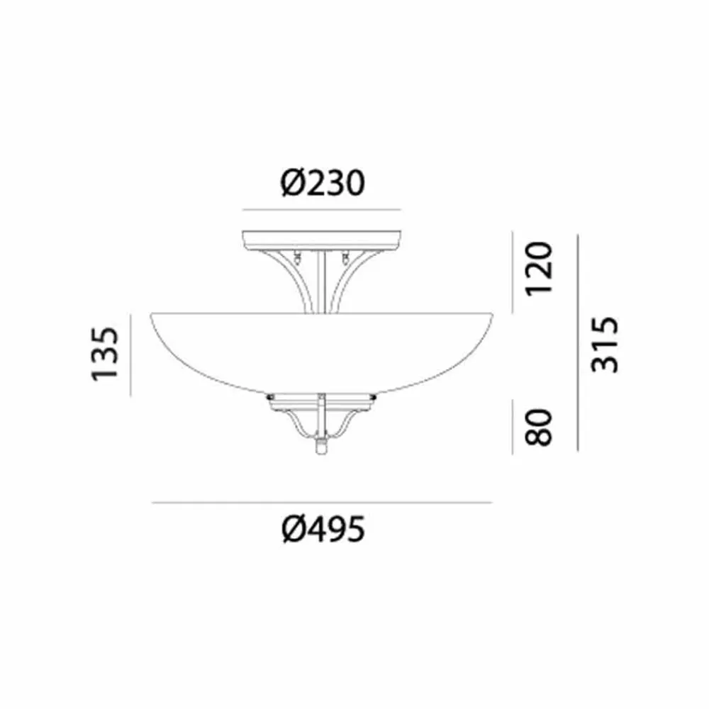 Il Fanale Vintage Deckenleuchten-3-flammige Deckenlampe aus Messing und Muranoglas Semisfera - Country von