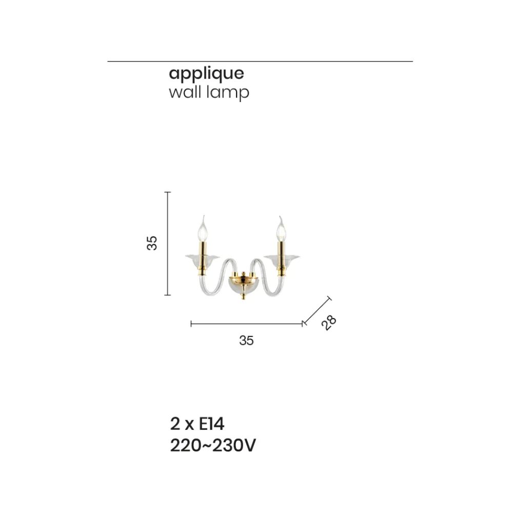 Viadurini Lighting Klassische Wandleuchten-2-flammige Wandlampe im klassischen italienischen Stil aus handwerklichem Glas - Mindful