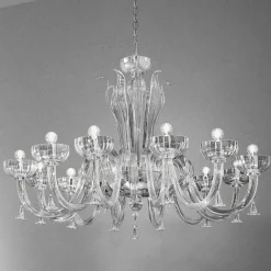 Viadurini Lighting Klassische Kronleuchter-12-flammiger handgemachter venezianischer Glas-Kronleuchter, Made in Italy - Regina