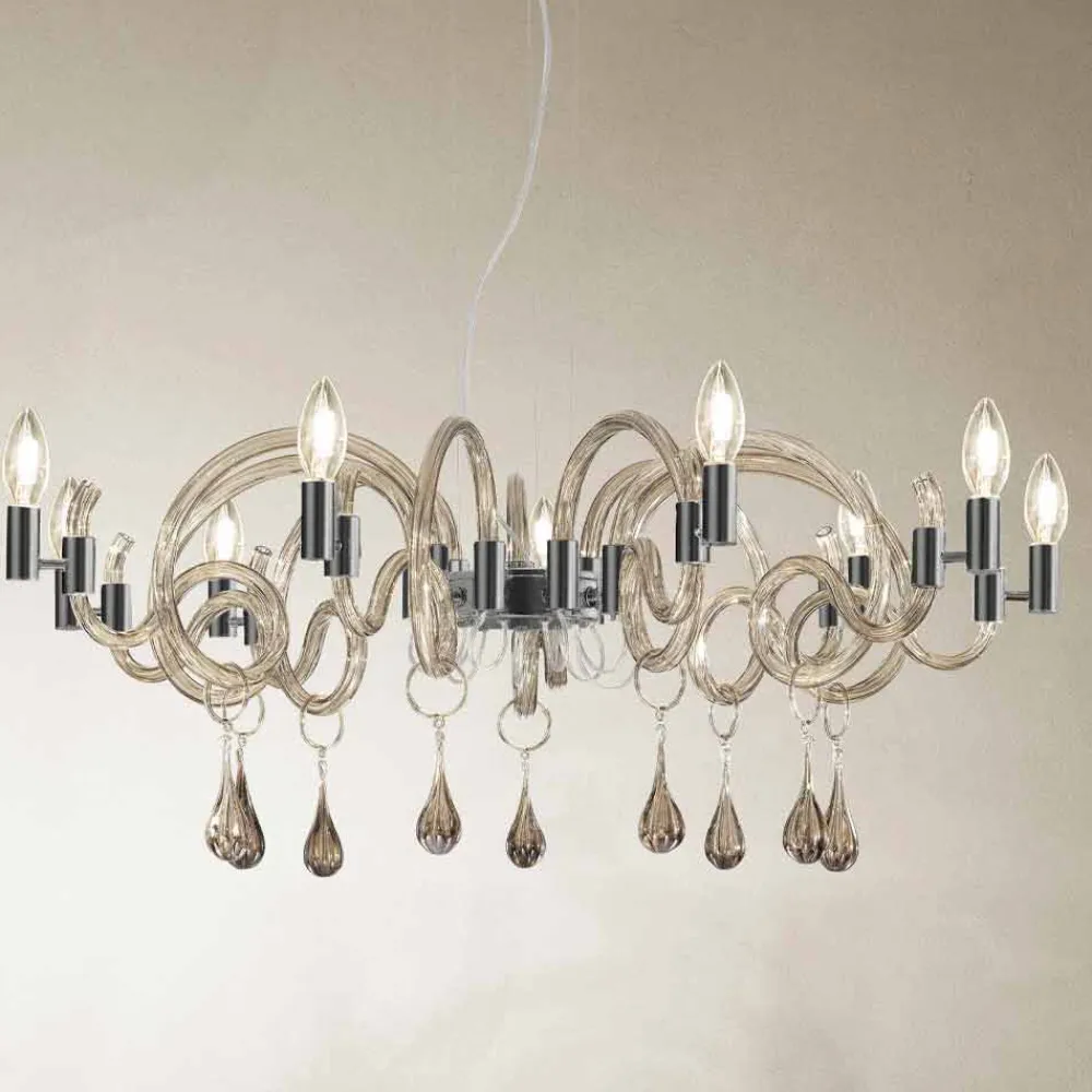 Viadurini Lighting Klassische Kronleuchter-9-flammiger handgemachter Venedig Glas Kronleuchter Made in Italy - Bernadette