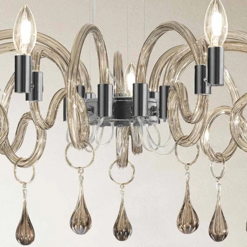 Viadurini Lighting Klassische Kronleuchter-9-flammiger handgemachter Venedig Glas Kronleuchter Made in Italy - Bernadette