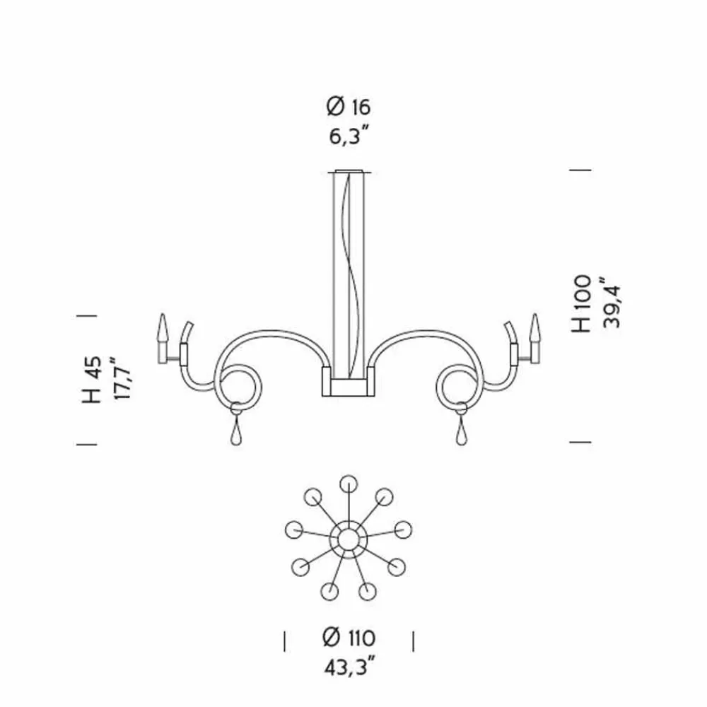 Viadurini Lighting Klassische Kronleuchter-9-flammiger handgemachter Venedig Glas Kronleuchter Made in Italy - Bernadette