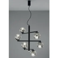 Viadurini Lighting Moderne Kronleuchter-6-flammiger Kronleuchter aus lackiertem Metall mit Glasdiffusoren - Lido