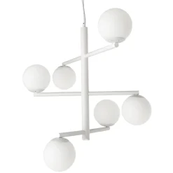 Viadurini Lighting Moderne Kronleuchter-6-flammiger Kronleuchter aus lackiertem Metall mit Glasdiffusoren - Lido