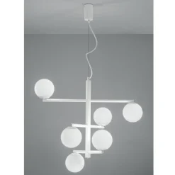 Viadurini Lighting Moderne Kronleuchter-6-flammiger Kronleuchter aus lackiertem Metall mit Glasdiffusoren - Lido