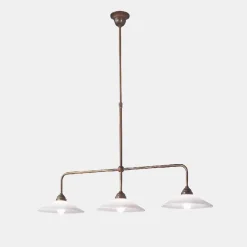 Il Fanale Vintage Kronleuchter-3-flammiger Kronleuchter aus antikem Messing und New Classic Glas - Tabià von