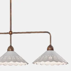 Il Fanale Vintage Kronleuchter-3-flammiger Kronleuchter aus Messing und perforierter Keramik - Fiordipizzo von