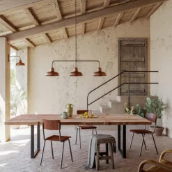 Il Fanale Vintage Kronleuchter-3-flammiger Kronleuchter aus Kupfer und Messing im Vintage-Stil - Contrada von