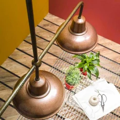 Il Fanale Vintage Kronleuchter-3-flammiger Kronleuchter aus Kupfer und Messing im Vintage-Stil - Contrada von