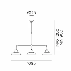 Il Fanale Vintage Kronleuchter-3-flammiger Kronleuchter aus Kupfer und Messing im Vintage-Stil - Contrada von